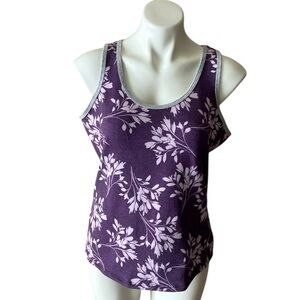 Live Love Lounge Karen Neuburger Purple & Gray Floral Cozy Tank Top Size Small